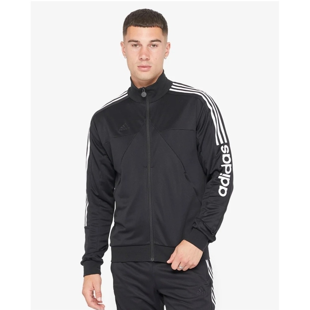 Adidas Mens Black White Tiro Wordmark Track Jacket Full-Zip Size Small EUC